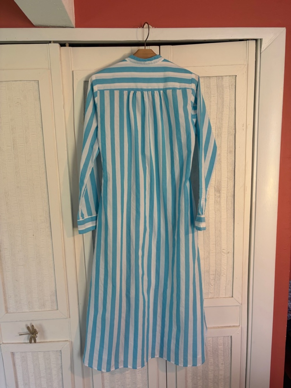 MILLE Blue White Poplin Cotton Stripe Dress Shirtdress coverup Sz XS - Picture 6 of 6